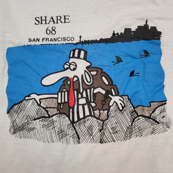 Vintage 1987 San Francisco Share 68 Ringer T-Shirt Mens Medium Tech-Conference - Picture 3 of 11
